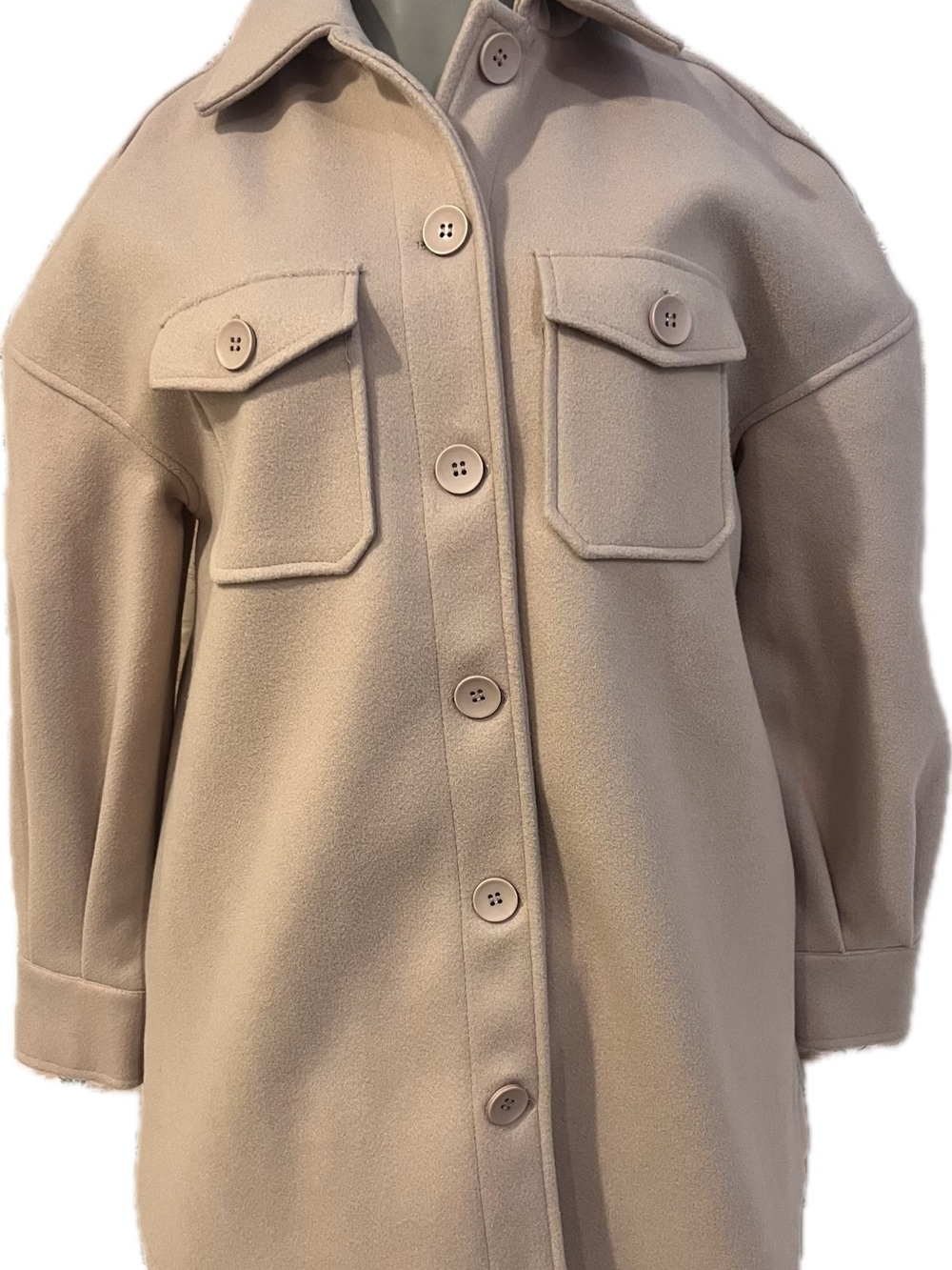 Avec Les Filles Oversized Melange Shacket in Blush Pink Size XS